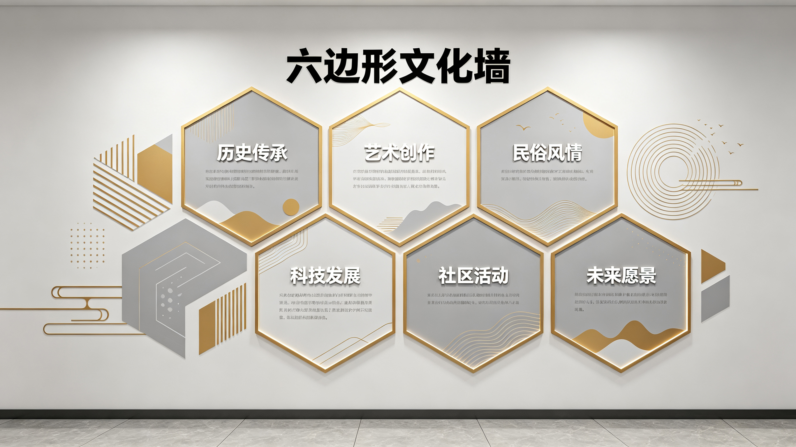  隆安企业文化墙 | 六边形信息美学